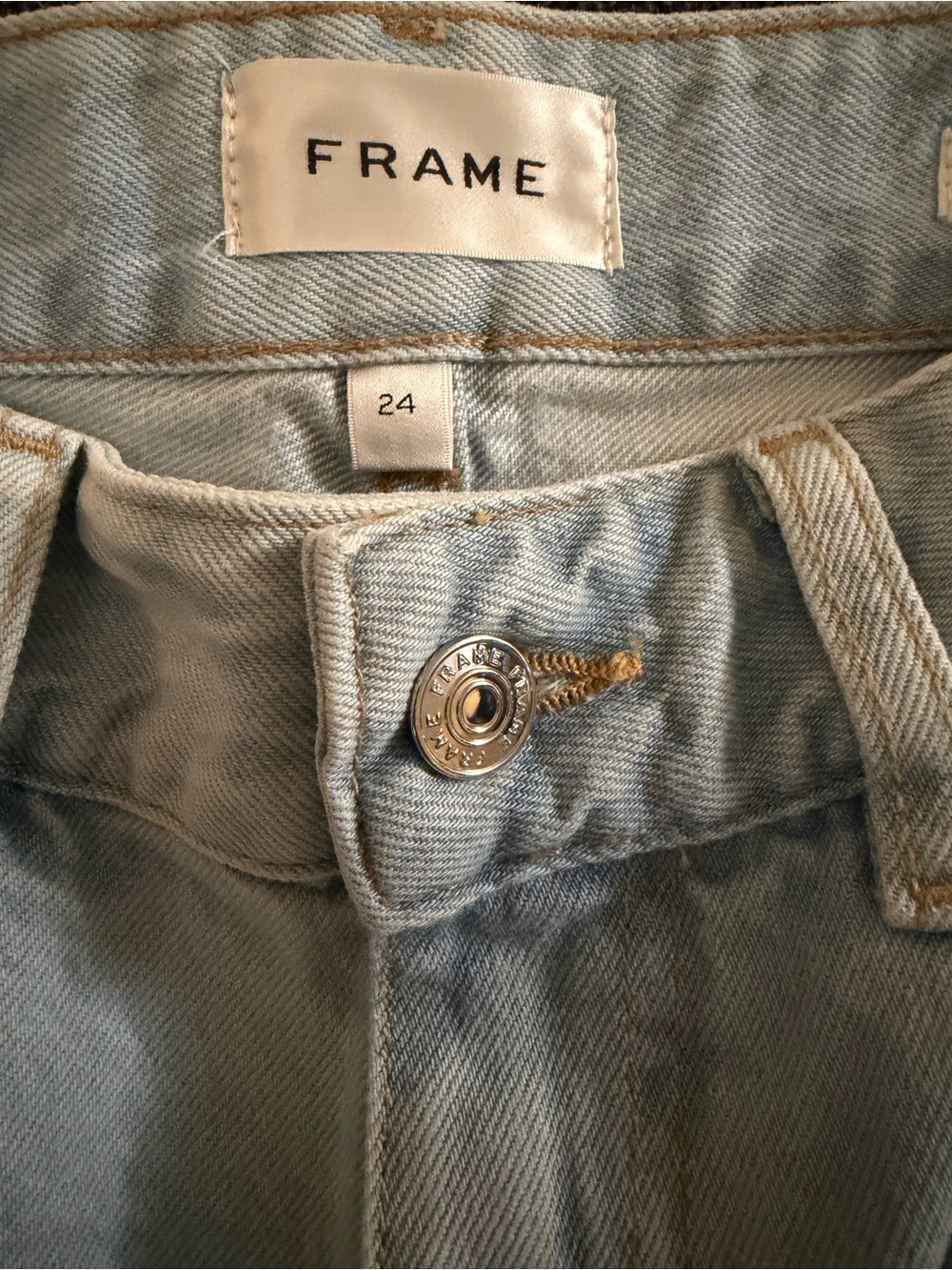 Frame Light Wash Denim High-Rise Shorts - Picture 7 of 9
